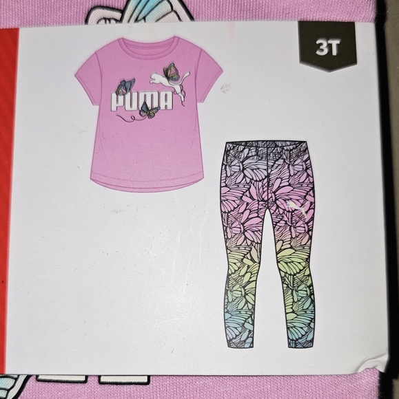 *NWT* Puma Girl's 2 Piece Short Sleeve Top and Legging All Day Comfort Set - Picture 5 of 5